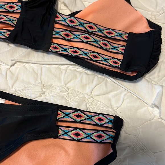 BLACK STRAPPY BIKINI WITH GEOMETRIC STRAPPY DETAILS - Picture 3 of 5